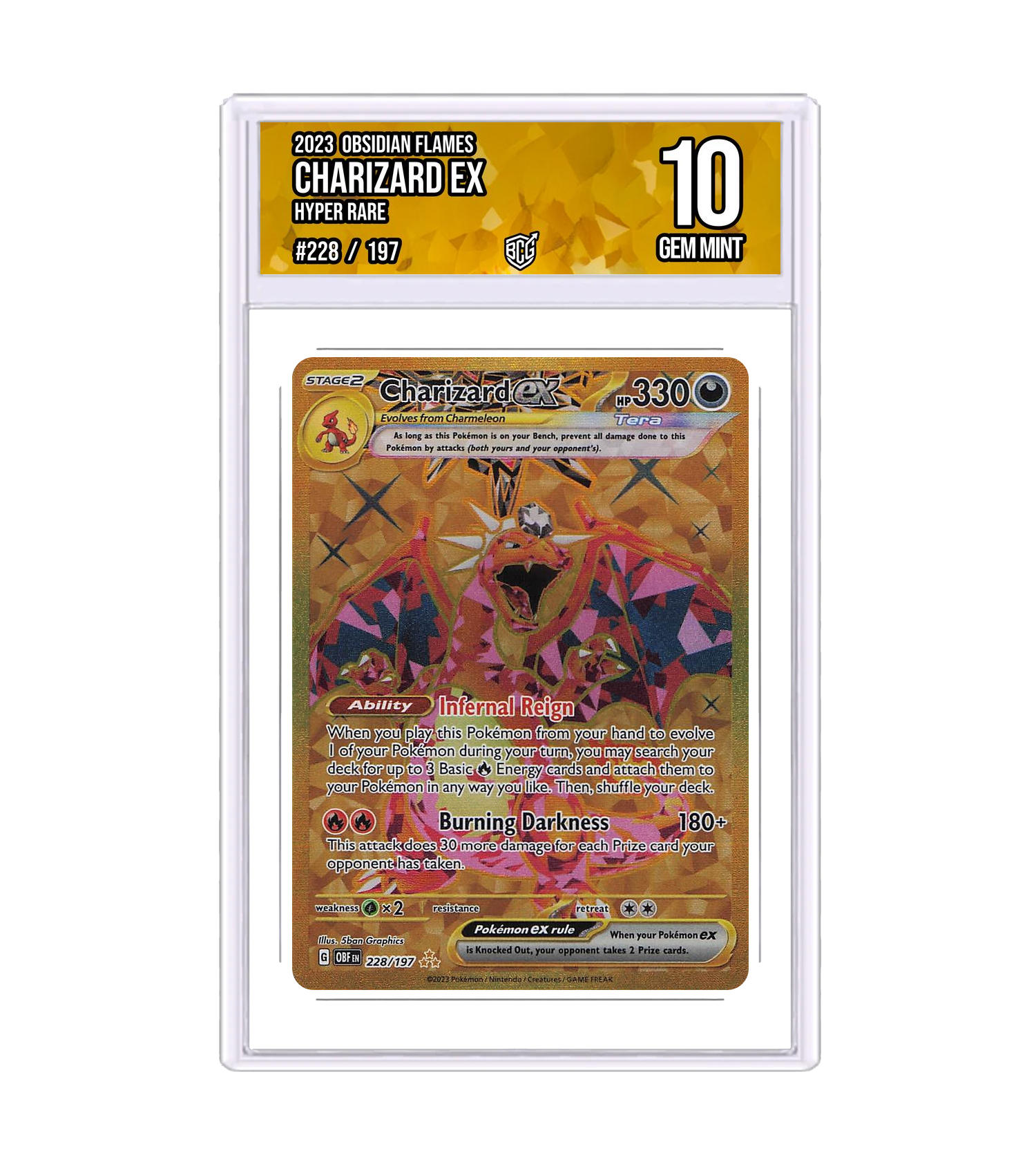 Front of the Charizard ex slab
