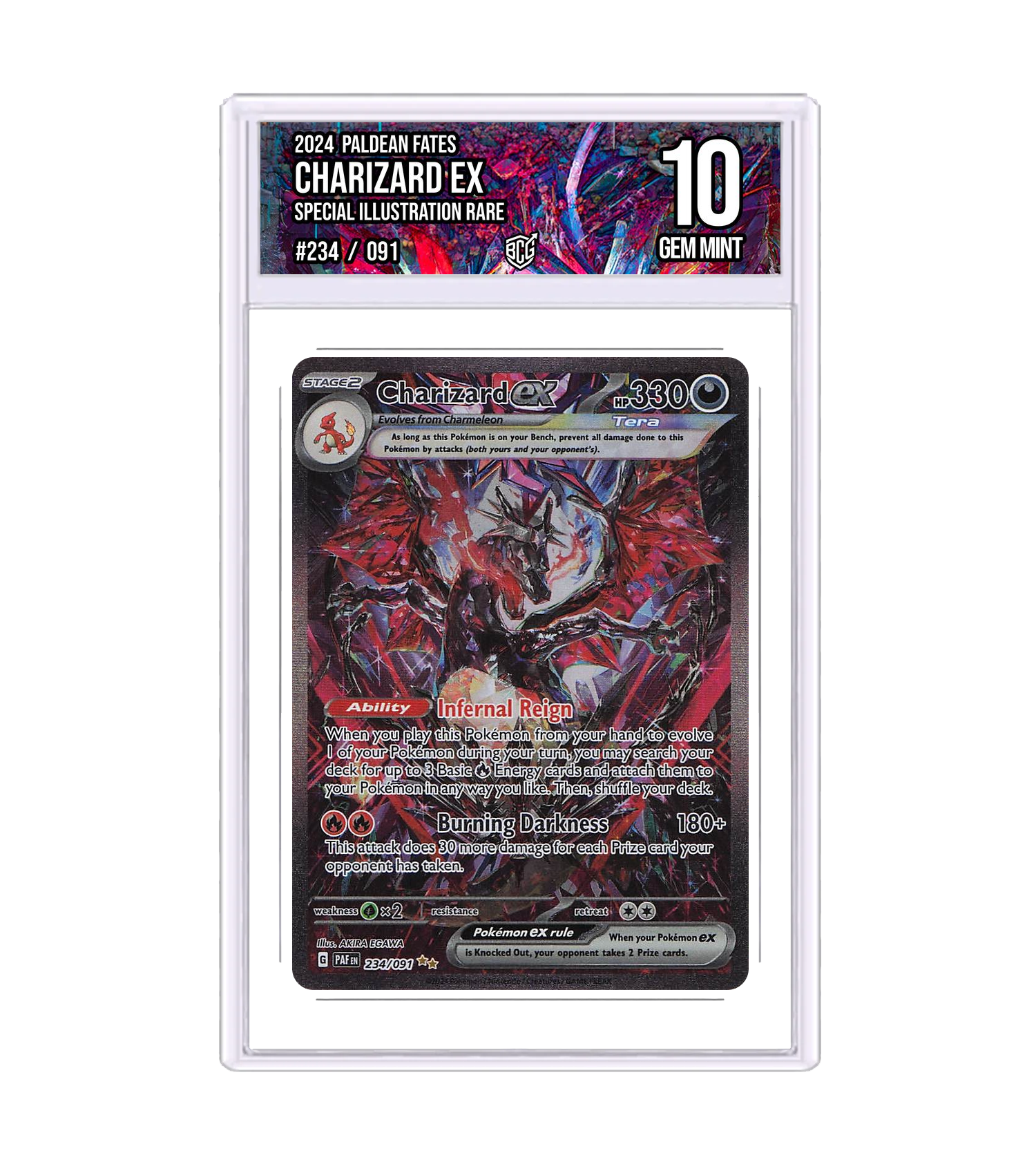 Front of the Charizard ex slab